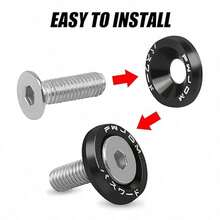 10件套发动机舱装饰螺栓，M6铝制紧固件螺丝套装，带螺栓的铝制保险杠垫圈，发动机舱装饰紧固件套装，保险杠垫圈螺栓，前大灯，后备箱发动机舱装饰，保险杠垫圈螺栓，适用于大多数车辆的替换装饰螺丝 - 彩色 - 查看 6