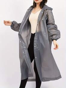 1-2pcs Thick High-Quality EVA Raincoat, Adjustable Hood, Unisex Lightweight Durable Rainwear, Not Disposable - Windproof For Cycling, Hiking, Fishing, Easy To Clean Outdoor Gear (Handwash), Bicycle Rain Jacket, Mountaineering Suit, Windproof And Waterproof