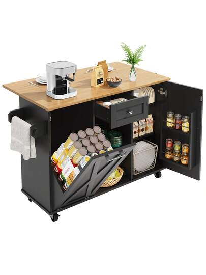 Sairedel Moderne Kitchen Isl In Wit Multifunctional Buffet Cabinet Integrated Trash Can Compartment Flexible Dining Tafel Snack Shelves Stretch Function Cabinets Intelligent Storage Space The Area view 10