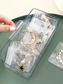 100/30/10pcs Reusable Pvc Dustproof Jewelry Bags, Gradient Color Sealed Jewelry Bags, Suitable For Jewelry, Earrings, Necklaces, Party Packaging.