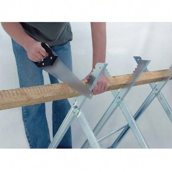 Chevalet de Sciage avec 3/4 Supports de Bois Dentelés PliableChevalet de sciage, Pliable, Charge maximale 150 kg, Acier, pour Couper Le Bois, argenté
