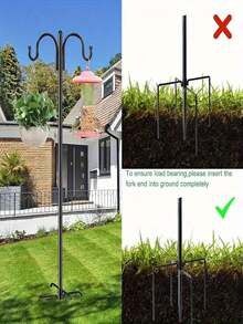 2pcs/4pcs  Heavy-Duty Adjustable Outdoor Double-Arm/Single-Arm Shepherd Hook, 4-Fork Base 38-Inch Bird Feeder, Bohemian-Style Garden Plant Basket And Wedding Hook Decoration, Durable Metal Structure Hanging Basket, Lantern And Bird Feeder, Garden Decoration, Sturdy Hook Design, Christmas, Halloween, Thanksgiving Flower Basket Festival Decoration Hook - 雙臂勾 - 查看 6