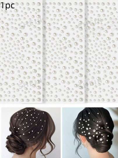 1 Sheet 3D Faux Pearl Stickers Jewels Stickers Self Adhesive Stickers Rhinestone Decoration,Faux Pearl Stickers Hair Decoration DIY Decorative Accessories, Hair Styling Kit, Hair Tool Kit, Home Beauty Women Accessory Gifts ,Hair Styling Tools