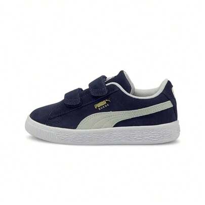 Puma Suede Classic XXI V PS 男女童复古经典休闲运动鞋，魔术贴搭扣，380563-03