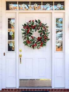 1/2pcs 74.8inch Artificial Red Fruit Vine With Simulated Green Leaves, Wreath-Style Artificial Vine, Bright Colors, For Home Decoration, Outdoor Courtyard Decoration, Porch Balcony Decoration, Fireplace Decoration, Christmas Tree Decoration, Wreath Making, Party Decoration, Bedroom Living Room Decoration, Wall Decoration, Office Decoration, Christmas Decoration, Birthday Gift