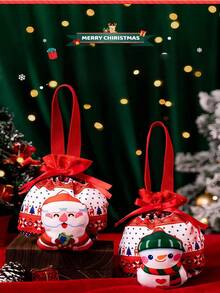 1个圣诞礼品袋 - 苹果袋 - 平安夜平安果包装盒 - 装饰性糖果礼品袋 - 适合所有场合：非常适合家庭聚会、办公室派对和节日活动。非常适合存放书籍、衣服或各种物品的组合，让送礼过程轻松又时尚。 - 彩色 - 查看 6
