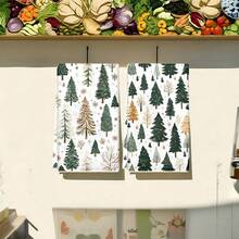 1set/2pcs/100pcs Christmas Tree Pattern Kitchen Rags And Dish Towels, Suitable For Interior Decoration In Restaurant, Kitchen, Bathroom, Party Decoration, Can Be Used As Holiday Gifts - Multicolor - View 3