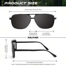 KALIYADI New Men's Birthday Gift Choice Classic Fashion Polarized Sunglasses, Comes With Glasses Case And Cloth, Convenient For Travel Use. Perfect For St. Patrick's Day, Carnival, Easter, Christmas, And Other Occasions.   Eyewear Gear,  Eyewear, Fashion Sunglasses, Durable Frames, High-Quality Optical Components, Stylish Sun Shades, Active Lifestyle Enthusiasts - TMKADYD5062-4 - 查看 6