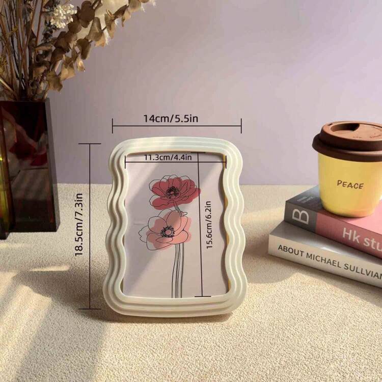 1个4x6英寸绿色拱形装饰相框 - 可放置于桌面或墙面，艺术拱形设计，多功能支架 - 现代家居装饰，照片墙必备，办公桌装饰，礼品艺术展示，波西米亚风格室内装饰，宿舍装饰，简约置物架装饰 - 多色-波浪 - 查看 4