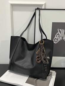 轻便商务休闲简约单肩托特包，适合青少年、女性、大学生、年轻职场人士和上班族，完美适用于办公室、大学、工作、商务、通勤、户外活动、旅行、野餐、背包等多种场合。大容量，便携易用。适合青少年、女性、大学生以及办公室、大学、中学、高中等各种场合。 - 黑色 - 查看 4