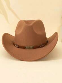 1 Piece Of Unisex Western Cowboy Felt Hat, With Braided And Brass Detachable Accessories - Multiple Color Options, Machine Washable, Suitable For Outdoor, Parties, British Style, Gifting, Party Accessories, A Versatile And Fashionable Hat