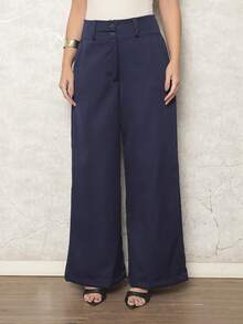 Simple Zipper Pocket Button - Navy Blue - View 2