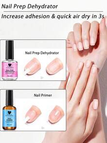 2PCS Nail Dehydrator And Primer Set, 15ML Acid-Free Natural Nail Dehydrator & Nail Primer Professional And Long-Lasting For Nail Art Polish Acrylic Gel Extension Gel False Nails And Powders