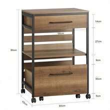 SoBuy FKW118-PF, Industrial Vintage Style Kitchen Trolley Cart Kitchen Storage Trolley Serving Trolley With Mobile Storage Chest - Brown - View 6