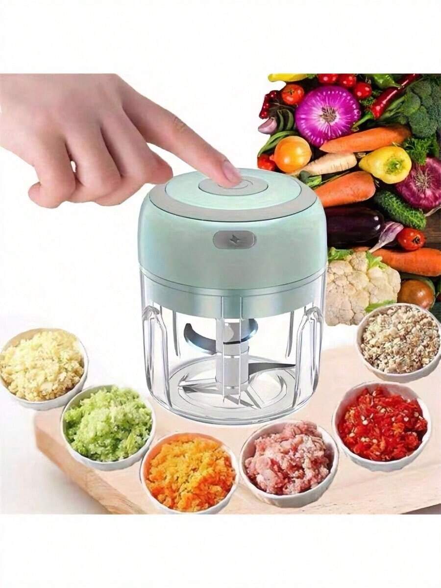 1 Pcs Electric Garlic Chopper, Electric Mini Garlic Chopper 250ml Vegetable Chopper, Food Chopper, USB Cord Garlic Chopper, Onion Chopper, Portable Small Food Processor For Garlic, Ginger, Chili, Vegetables, Garlic Chopper, Mini Portable Veggie Chopper, Garlic Grinder Masher Onion Chopper, Blender To Vegetable, Wireless Food Processor For Ginger - màu xanh lá - Xem 1