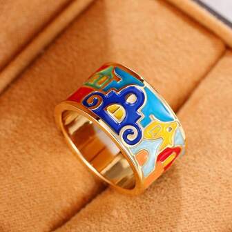 New Colorful Enamel Drip Oil Patchwork Fashion Personalized Women Rings