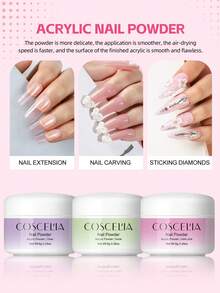 coscelia 8PCS Clear Pink Nude Acrylic Powder & EMA Liquid Monomer Set For Crystal Nails Extension Nail Supplies Kit For Women DIY Nail Art Salon Gift