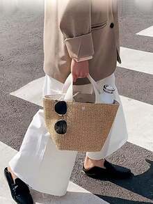 Túi tote dệt phong cách Bohemian - Túi tote lớn màu đen, thích hợp cho đi biển, cắm trại và các hoạt động ngoài trời, được làm từ vải bền chắc, có khóa nam châm, lý tưởng cho những chuyến phiêu lưu của phụ nữ, du lịch biển và trang phục phong cách Bohemian. - Nhiều màu - Xem 6