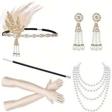 20 世纪 20 年代女士派对配饰套装，轻佻女郎服装配饰咆哮的 20 年代女士配饰轻佻女郎头饰 - 彩色 - 查看 18