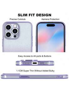 1pc Silver Glitter Soft Phone Case, Delicate Edging, Girly Design, Anti-Fall Anti-Scratch, Compatible With IPhone 16-7/Pro/Pro Max/Plus, A03-A73/S8-S25/Ultra/FE/Plus/Ultra, Phones, Minimalist Style Essential For Commuting - Silver - View 4