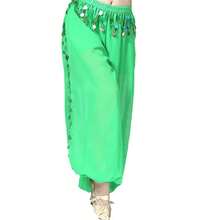 女式肚皮舞硬币灯笼裤侧开叉亮片雪纺裤宽松阿拉伯哈伦裤万圣节服装派对舞蹈服