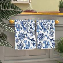 2/4/6/48pcs Blue And White Porcelain Vase, Butterfly Pattern Printed Kitchen Towels, High Absorbency Dish Cloths, Ideal For Cooking, Baking, Kitchen And Bathroom Use - Multicolor - View 2