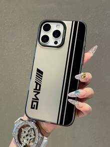 豪华AMG标志印花防摔TPU手机保护壳，黑色条纹设计，带吸震磨砂背壳，耐用全包硬质保护套，兼容和Galaxy手机（17 Pro Max/17/13/16 Pro Max，Galaxy S25/A56 5G/A55 5G/A36/A16），国际版，非国内版 - 彩色 - 查看 4