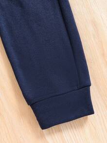 青少年女孩蝴蝶印花圆领运动衫和运动裤套装