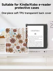 Ayotu 1 件叶子和花朵保护套，适用于 Kindle、兼容 Kindle Paperwhite 第 12 代 2024/Kindle Colorsoft Signature Edition/Kindle（第 11 代 - 2024 年发布）、Kindle Paperwhite 第 11 代 2021/Kobo Clara Colour/BW - 彩色 - 查看 24