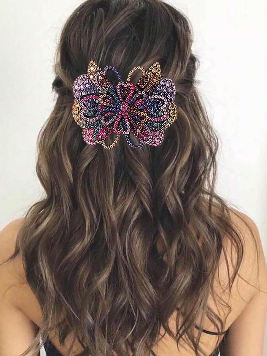 1 buah Jepit Rambut Kupu-kupu Rhinestone, Cocok untuk Pemakaian Sehari-hari, Jepit Cakar, Jepit Rambut, Penjepit Rambut, Jepit Rambut, Aksesori Rambut, Jepit Prancis, Tampilan Pesta, Aksesori Kepala, Penjepit Rambut - MultiWarna - View 1