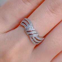 1Pc Elegant Women's Fashion Zirconia Ring, Suitable For Valentine's Day, Vacation, Commuting, Dating, Party, Weddings, Engagements, Proposal Rings, Suitable For Wife, Girlfriend, Mothers' Birthdays, Anniversary, New Year Gifts, Suitable For All Seasons - Vàng - Xem 6