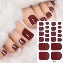 110片装闪亮脚趾全贴甲贴 5张春夏金属青瓷色自粘脚趾甲油贴条 闪亮亮片美甲奢华自粘甲贴 女士女孩日常DIY美甲 - 彩色 - 查看 14