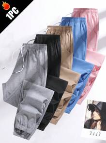 Women'S Outdoor Casual Running Pants - Elastic Waistband Pockets Sports Trousers, Lightweight All-Season Pants, Women'S Athletic Long Pants, Suitable For Gym, Machine Washable, Solid Color Design, Comfortable Fit, Y-Shape Style, Elastic Waist, Ideal For Outdoor Hiking & Sports Enthusiasts Tights