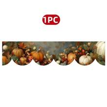 1pc/72pcs Autumn Harvest Festival Thanksgiving Blue Pumpkin Maple Leaf Pattern Fireplace Towel - Autumn Themed Polyester Table Runner, Perfect For Home Living Room Decoration, Tablecloths, Flags, Banners, And Fireplace Covers, Autumn Home Decor