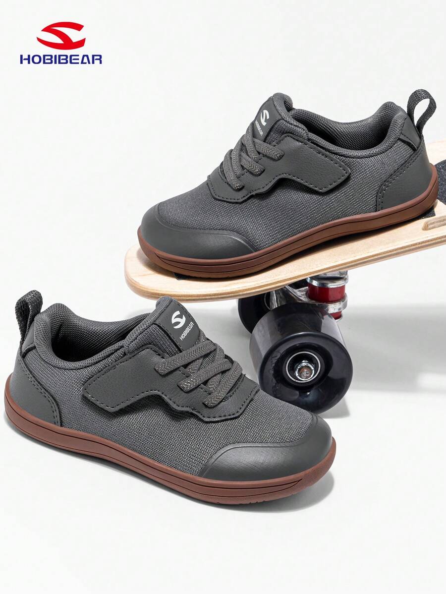 HOBIBEAR HOBIBEAR Kids Sports Shoes, Boys Girls Barefoot Shoes, Outdoor Comfortable Walking Shoes With Hook And Loop Rubber Sole, Non-Slip, Breathable, Easy To Wear, Suitable For All Seasons, School Shoes