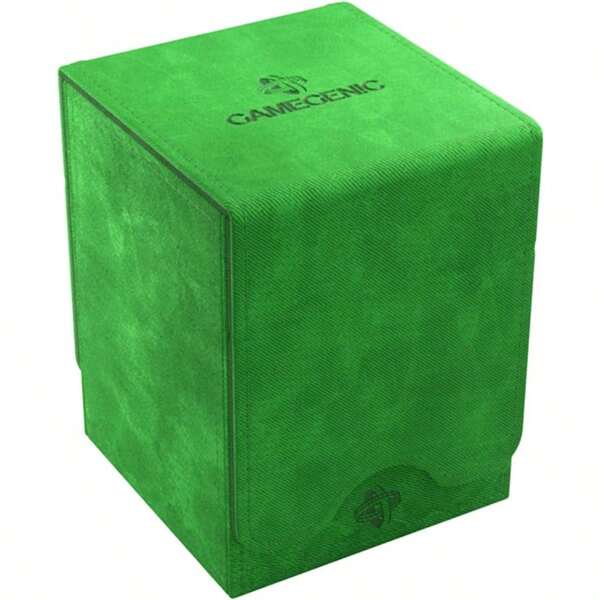 Gamegenic Squire 100+ XL Convertible Deck Box Card Storage Box With Removable Cover Clips Holds 100 DoubleSleeved Cards In Extra Thick Inner Card Sleeves Green Color Made By GGS20100ML