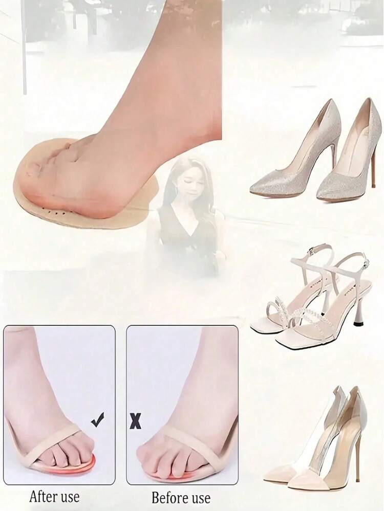 8片装（4双）女式凉鞋前掌垫高跟鞋防滑护足鞋垫贴自粘贴鞋内身体护理适合旅行运动户外厚薄款可选 - 彩色 - 查看 4