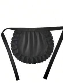Lolita Maid Apron, Cute Soft Girl Lolita Black Bib Apron With White Lace