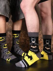 DC Comics 2 Pairs Hero And Bat Logo Pattern Colorblock Crew Socks,Reinforced Toe And Heel, Suitable For All Seasons, Unisex,Men,Women, Graphics Socks, Fall - Multicolor - View 5