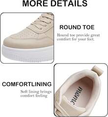 MEMON Womens Fashion Sneakers,Lace Up Platform Sneakers,Lightweight Casual Sneaker,Walking Sport SneakersChristmas - 米色 - 查看 9