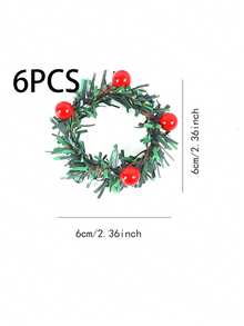 1/4/6/12pcs Christmas Wreath Napkin Rings, Suitable For Christmas Table Decoration Napkin Holders, Christmas Red Berry Wreath Napkin Clips, Green Grass Wreath Napkin Holders, Christmas Party Napkin Rings - Multicolor - View 8