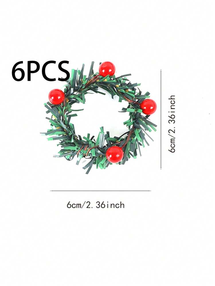 1/4/6/12 件圣诞花环餐巾环，适用于圣诞节餐桌装饰餐巾架，圣诞红浆果花环餐巾夹，绿草花环餐巾架，圣诞派对餐巾环 - 彩色 - 查看 8