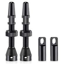 [Tubeless Valve Stems] 2 Pcs 44mm Presta Valve Stems, Super Light Alloy Tubeless Bike Valves With A Removable Valve Cover, Universal Fit, Rustproof For MTB/Road Bikes - black color - View 1