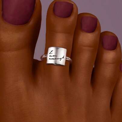 1pc 925 Sterling Silver Minimalist Plain Letter Design Toe Ring For Women, Suitable For Beach Vacation, Outfit Accessory, Gift