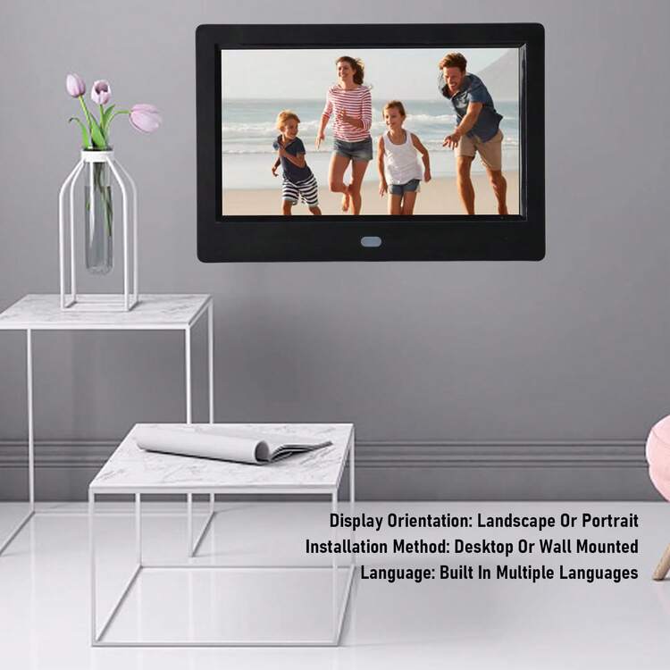 Marco de fotos digital de 10 pulgadas, pantalla IPS de 1920x1080, marco de fotos electrónico, montable en pared, con control remoto, compatible con reproducción de video y música - Blanco - Añade 5