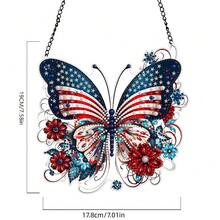 1pc Patriotic Butterfly Diamond Painting Kit - 3D Asymmetrical Diamond Art Wall Decor, PVC Material, God Bless America Hanging Art, Home & Garden Decor Gift