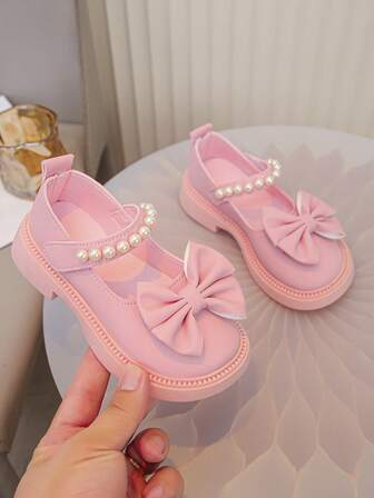 Mädchen Süße Mode Kinderschuhe aus Leder, Frühling/Herbst Schleifendekor rosa Kinder bequeme Outdoor Schule Flache Schuhe, Kleinkind Freizeitschuhe, Ganzjahresschuhe, Empfohlen für den Schulstart