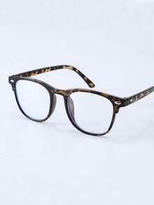 1/2pcs Unisex Square Gold & Black Rivet Transparent Eyeglasses Accessories - Fashionable Full Frame Glasses - Multicolor - View 4