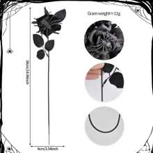 万圣节人造血玫瑰，眼球/骷髅手/蜘蛛/骷髅花束假玫瑰，适用于万圣节派对、家居装饰、酒吧恐怖氛围装饰 - 彩色 - 查看 16