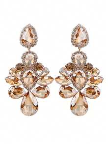 Hoa tai kẹp không xỏ khuyên, kẹp xích hợp kim đồng đính đá pha lê hàn thủ công nhiều hình dạng hình học nhiều màu sắc, thích hợp đeo hàng ngày - E1414Clip - Xem 11